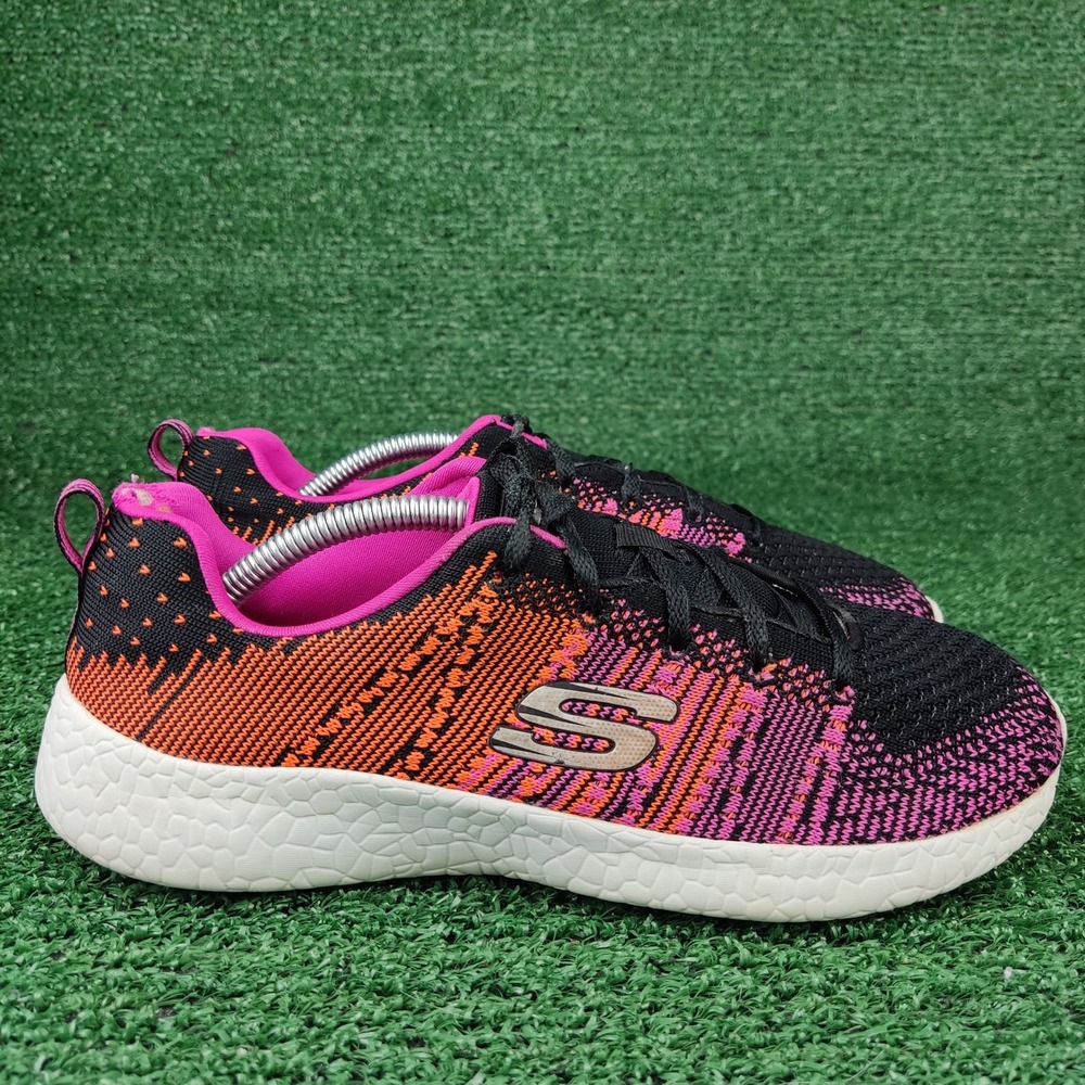 Skechers Sneakers Womens 7 Pink Black Burst First Glance Athletic Knit 12437